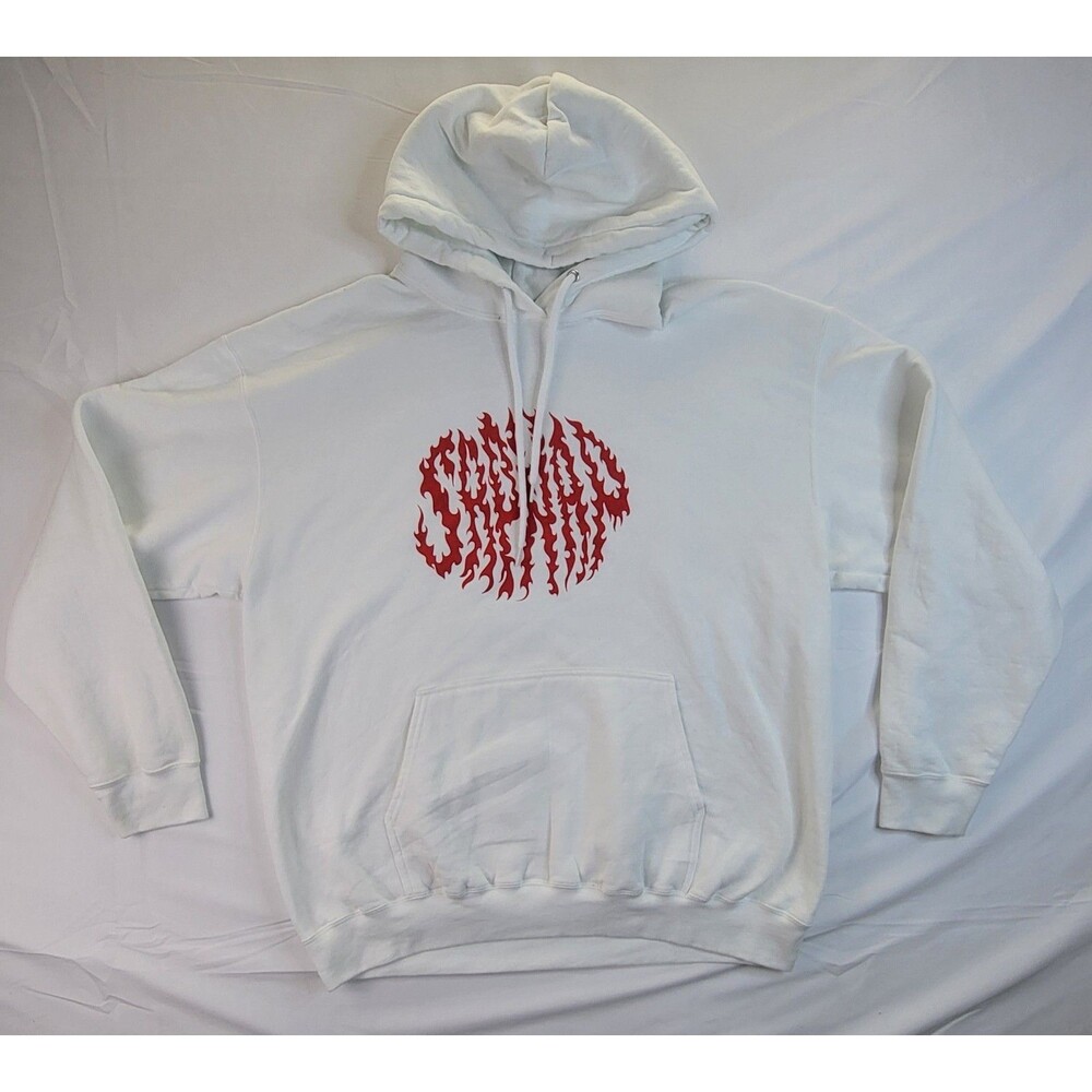 Sapnap Merch Flame Name Pullover White W/ Red Text Hoodie Xtra Large EUC